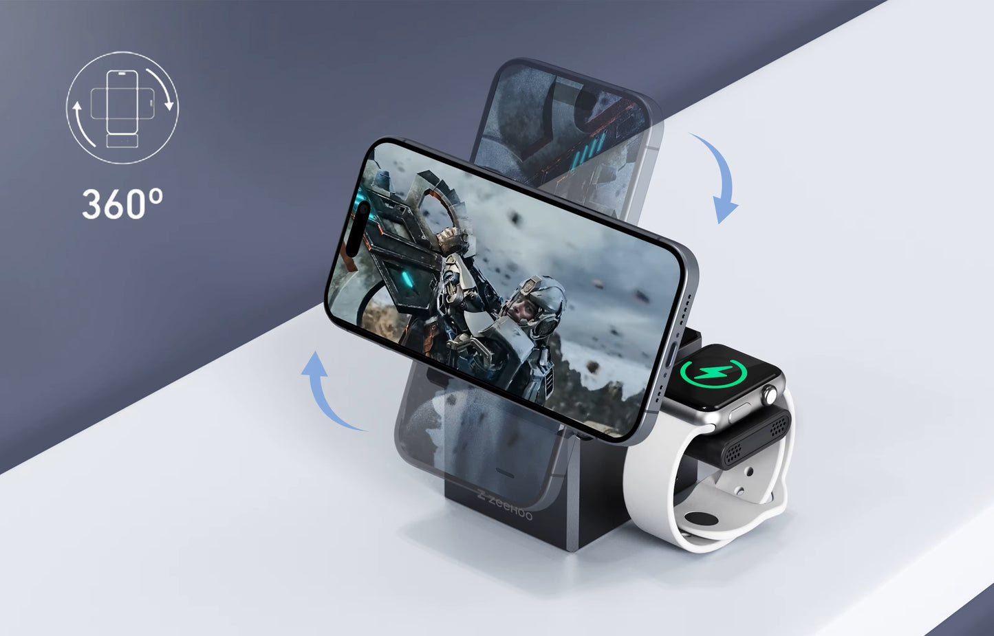 3-in-1 Foldable Magnetic Wireless Charging Station (Fast Charge for Phone, Watch & Earbuds)