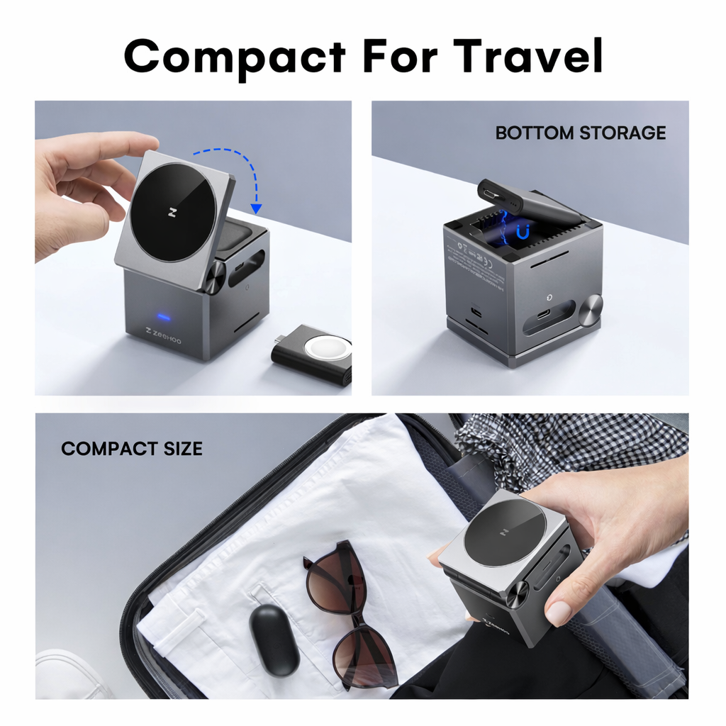 3-in-1 Foldable Magnetic Wireless Charging Station (Fast Charge for Phone, Watch & Earbuds)