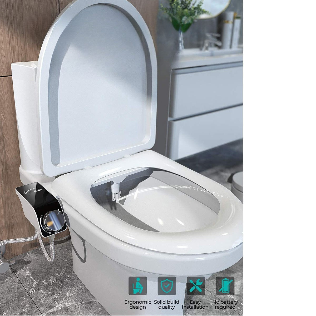 NexaLife™ Dual Nozzle Bidet Attachment – Hot & Cold Water, Self-Cleaning, Non-Electric Toilet Sprayer