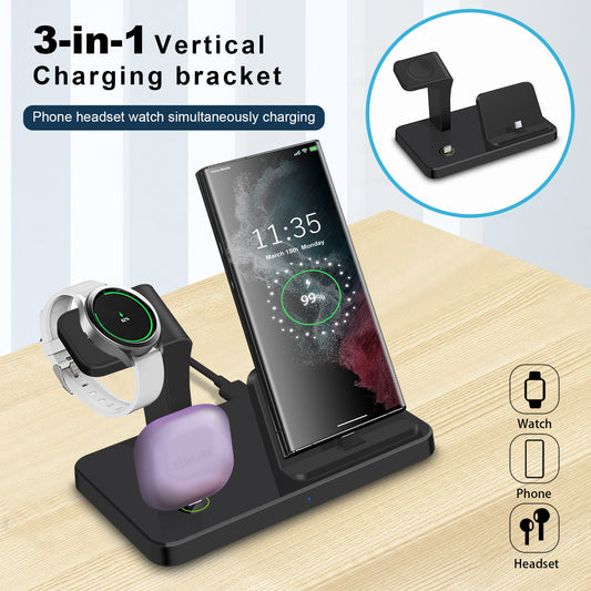 3-in-1 Wireless Charging Station for Samsung Galaxy Phone + Watch + Earbuds (Type-C Input)