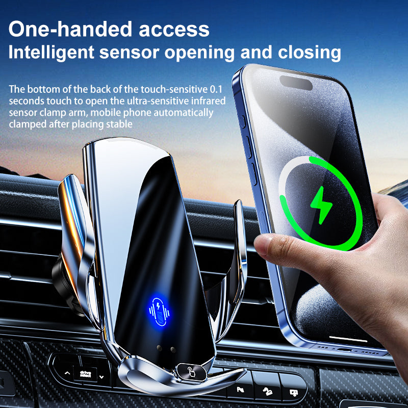 Magnetic Wireless Car Charger Mount – Auto Clamp Phone Holder (15W)