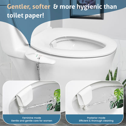 Ultra-Slim Non-Electric Bidet Attachment – Dual Nozzle, Adjustable Water Pressure, Easy Install (7/8” North America)