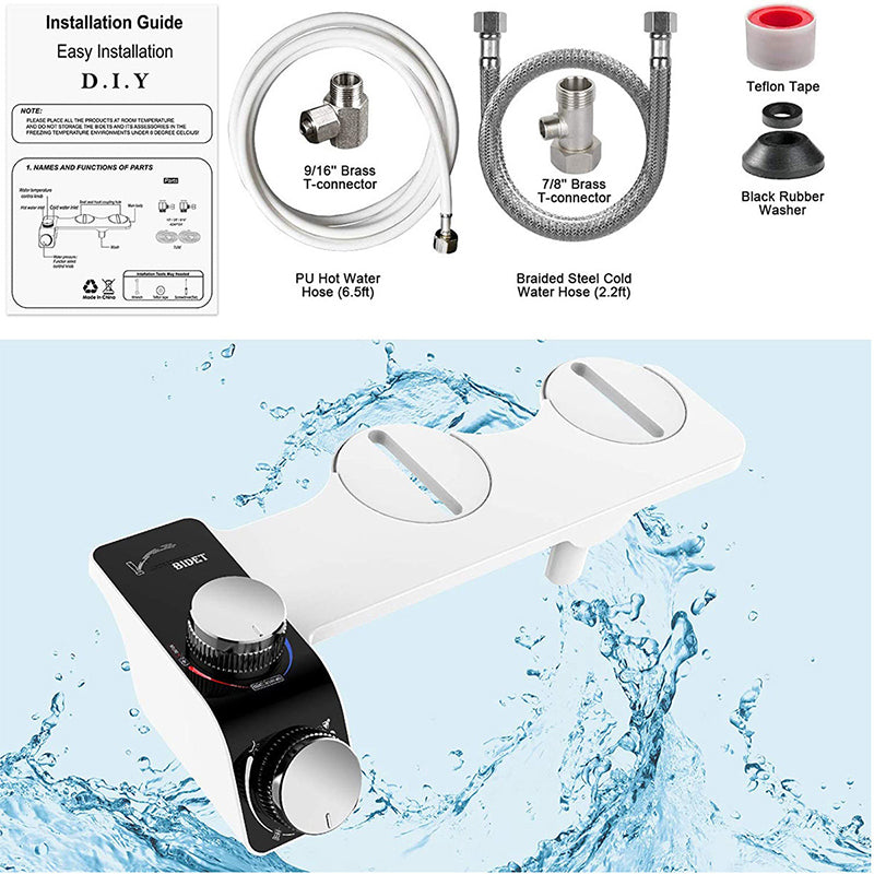 NexaLife™ Dual Nozzle Bidet Attachment – Hot & Cold Water, Self-Cleaning, Non-Electric Toilet Sprayer
