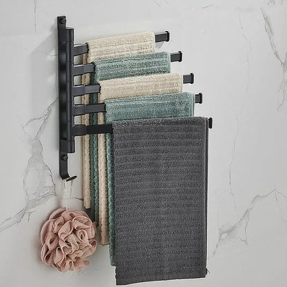 NexaLife™ 4-Arm Swivel Towel Rack — 180° Rotating Stainless-Steel Bathroom Organizer