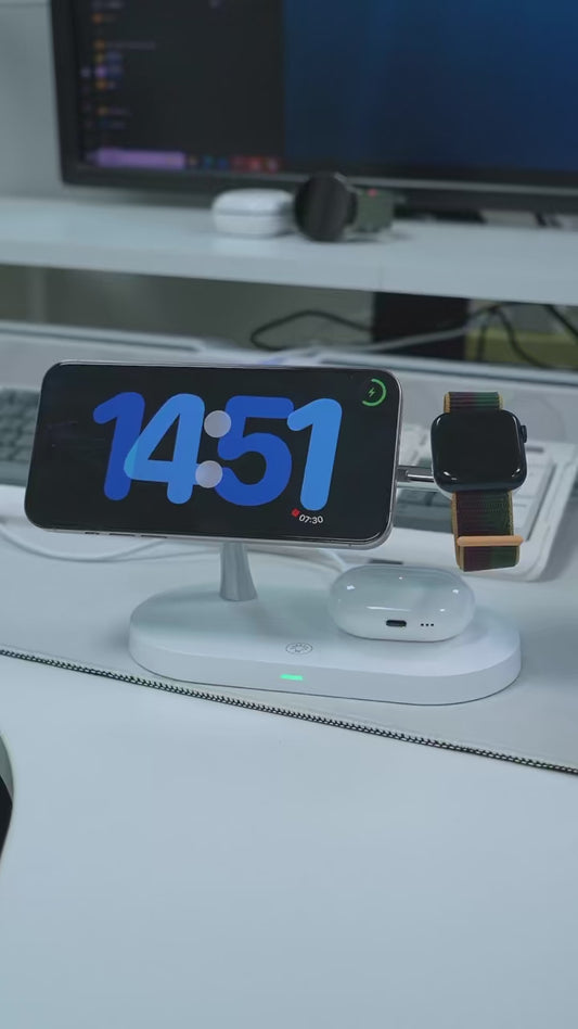 3-in-1 Magnetic Wireless Charger Stand (15W) for iPhone, Watch & AirPods