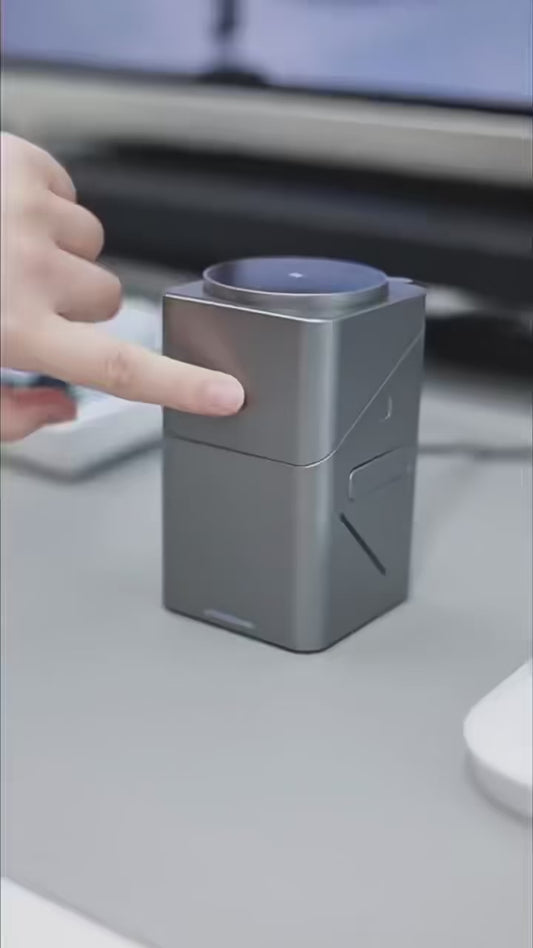 Rotating 3-in-1 Magnetic Wireless Charger Stand (15W) for iPhone + Apple Watch + AirPods – Type-C, Grey