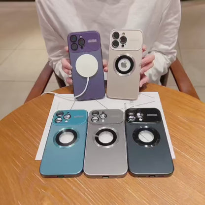 Titanium Metallic Matte MagSafe Case + Camera Lens Cover for iPhone (Multiple Models)